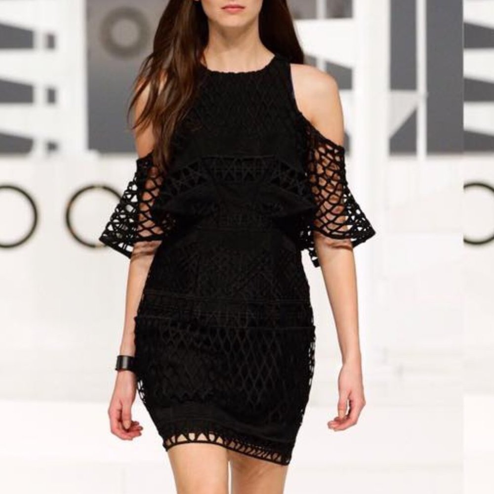 KOOKAI Crown Lace Black Cold Shoulder Mini Dress - Picture 5 of 16
